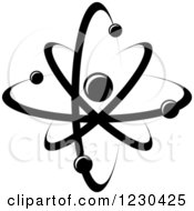 Clipart Of A Black And White Atom 25 Royalty Free Vector Illustration