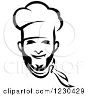 Clipart Of A Happy Black And White Male Chef Wearing A Toque Hat 16 Royalty Free Vector Illustration