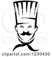 Clipart Of A Happy Black And White Male Chef Wearing A Toque Hat 15 Royalty Free Vector Illustration