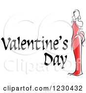 Clipart Of A Woman In Red With Valentines Day Text Royalty Free Vector Illustration