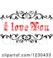 Poster, Art Print Of Red I Love You Text And Black Vines