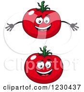 Clipart Of Happy Tomatoes Royalty Free Vector Illustration