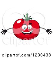 Clipart Of A Happy Tomato With Arms Royalty Free Vector Illustration