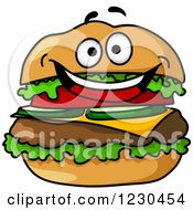 Clipart Of A Happy Cheeseburger Royalty Free Vector Illustration
