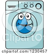 Poster, Art Print Of Blue Front Loader Washing Machine Character