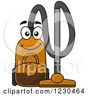 Clipart Of A Happy Orange Canister Vacuum Royalty Free Vector Illustration