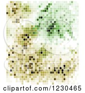 Clipart Of A Background Of White Green And Brown Pixels Royalty Free Vector Illustration