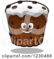Clipart Of A Happy Floating Chocolate Chip Cupcake Royalty Free Vector Illustration by Vector Tradition SM