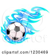 Poster, Art Print Of Soccer Ball With Blue Flames