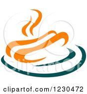 Clipart Of A Hot Orange Hot Dog On A Teal Plate Royalty Free Vector Illustration