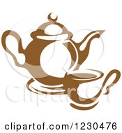 Brown Tea Pot And Cup