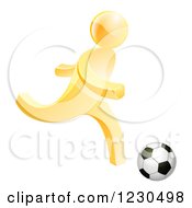 3d Gold Person Playing Soccer