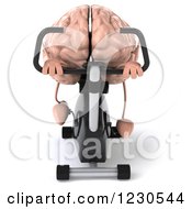 Clipart Of A 3d Brain Mascot Exercising On A Stationary Bike 2 Royalty Free Illustration