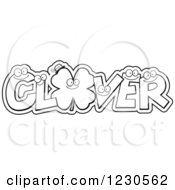 Clipart Of Outlined Leatters Forming The Word CLOVER With A Shamrock Royalty Free Vector Illustration