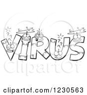 Clipart Of Outlined Robot Letters Forming The Word VIRUS Royalty Free Vector Illustration