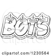 Outlined Robot Letters Forming The Word Bots