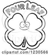 Poster, Art Print Of Outlined Happy Shamrock With Four Leaf Text