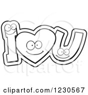 Clipart Of An Outlined Happy Heart And Letters Forming I Love You Royalty Free Vector Illustration