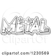 Poster, Art Print Of Outlined Robot Letters Forming The Word Metal