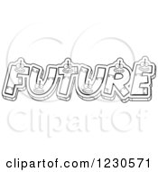 Poster, Art Print Of Outlined Robot Letters Forming The Word Future