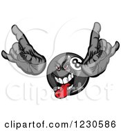 Clipart Of A Rocker Dude Billiards Eightball Holding Up Fingers And Sticking Out His Tongue Royalty Free Vector Illustration by Chromaco