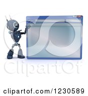 Poster, Art Print Of 3d Blue Android Robot Pointing To A Computer Window