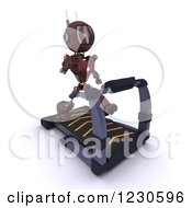 Clipart Of A 3d Red Android Robot Exercising On A Treadmill 2 Royalty Free Illustration