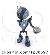 Poster, Art Print Of 3d Blue Android Robot Artist Painting