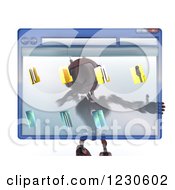 Poster, Art Print Of 3d Red Android Robot Behind A Computer File Window