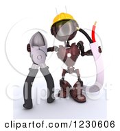 Poster, Art Print Of 3d Red Android Construction Robot With Wire Cutters