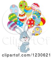 Poster, Art Print Of Gray Bunny Rabbit With Party Balloons