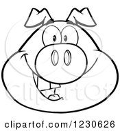 Poster, Art Print Of Outlined Happy Smiling Pig Face