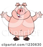 Poster, Art Print Of Happy Pig With Open Arms For A Hug