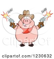 Poster, Art Print Of Cowboy Pig Shooting Pistols