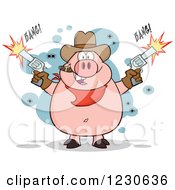 Poster, Art Print Of Shooting Cowboy Pig Smoking A Cigar
