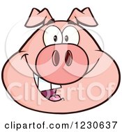Clipart Of A Happy Smiling Pig Face Royalty Free Vector Illustration