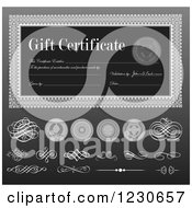 Clipart Of A Grayscale Gift Certificate With Swirls And Seals Royalty Free Vector Illustration by BestVector