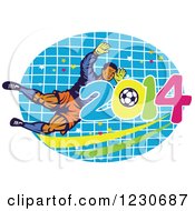 Poster, Art Print Of Soccer Goalie Blocking Over A Net And 2014