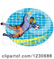 Poster, Art Print Of Soccer Goalie Blocking Over A Net