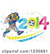 Poster, Art Print Of Soccer Player Kicking Over 2014