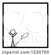 Clipart Of A Stick Man And Black Square Border 5 Royalty Free Illustration
