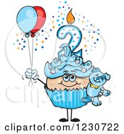 Poster, Art Print Of Blue Boys Second Birthday Cupcake With A Teddy Bear And Balloons