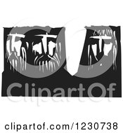 Clipart Of A Black And White Woodcut Of Heads Of A Woman And Two Men Royalty Free Vector Illustration by xunantunich