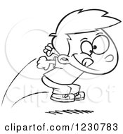 Poster, Art Print Of Line Art Cartoon Boy Jumping