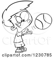 Poster, Art Print Of Line Art Cartoon Boy Shooting A Basketball