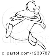 Clipart Of A Line Art Cartoon Happy Penguin Jumping Royalty Free Vector Illustration by toonaday