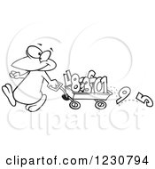 Poster, Art Print Of Line Art Cartoon Penguin Pulling Numbers In A Wagon