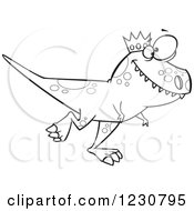 Poster, Art Print Of Line Art Cartoon King T Rex Dinosaur Walking