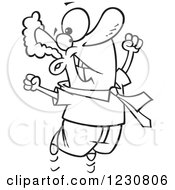 Poster, Art Print Of Line Art Cartoon Happy Business Man Jumping