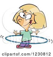 Cartoon Blond Girl Using A Hula Hoop